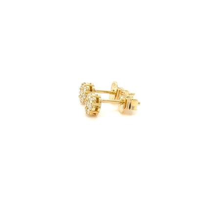Round Diamond Cluster Earrings 18K Yellow Gold