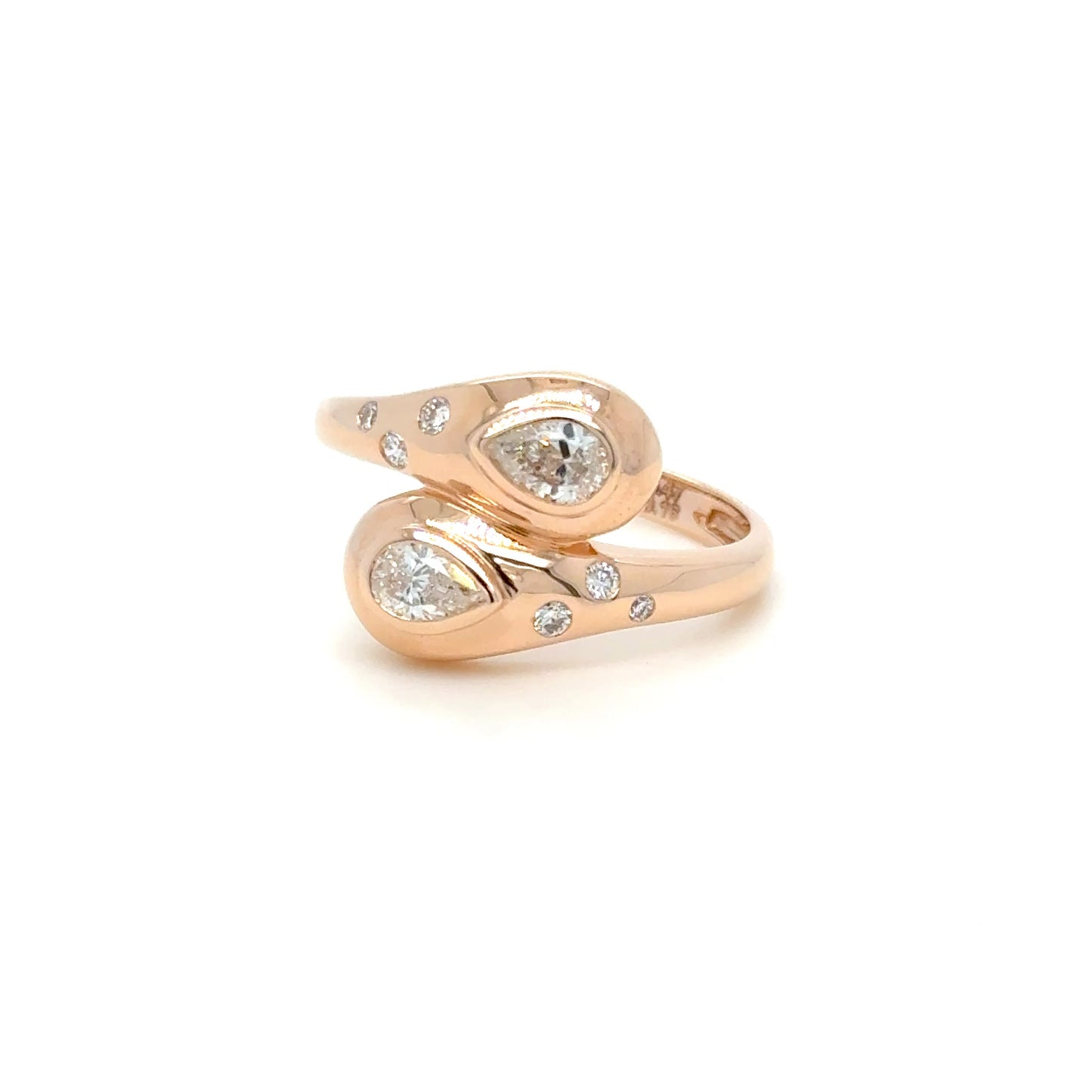 Pear Shaped Diamond Wrap Ring in 18K Rose Gold