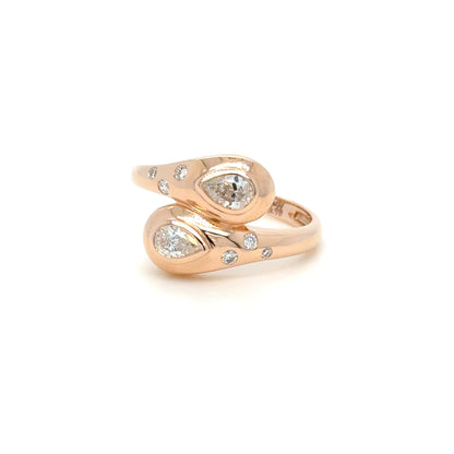 Pear Shaped Diamond Wrap Ring in 18K Rose Gold