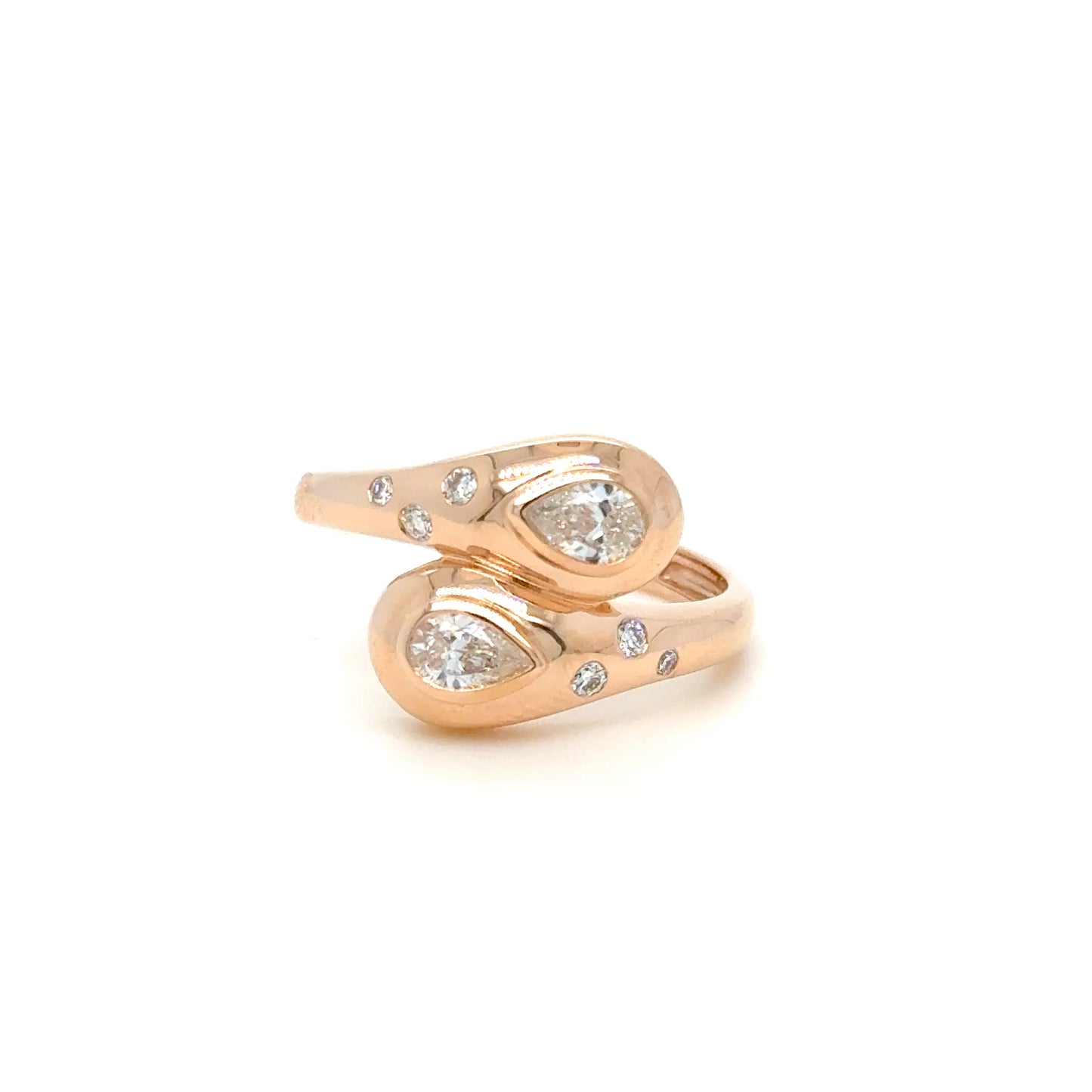 Pear Shaped Diamond Wrap Ring in 18K Rose Gold