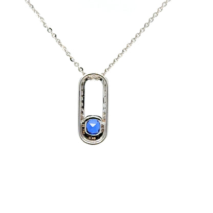 Ceylon Sapphire Diamond Necklace in 18K White Gold