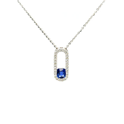 Ceylon Sapphire Diamond Necklace in 18K White Gold