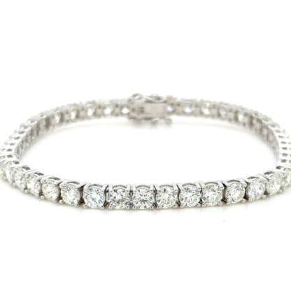 9ct Natural Round Brilliant Diamonds Tennis Bracelet 18K White Gold