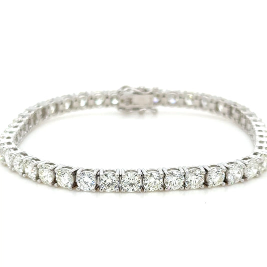 9ct Natural Round Brilliant Diamonds Tennis Bracelet 18K White Gold alternate view