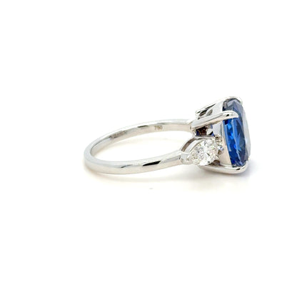 GIA Certified 6.98 Carat Ceylon Sapphire & Diamond Ring in 18K White Gold
