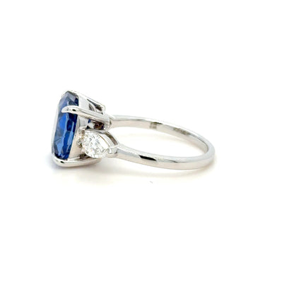 GIA Certified 6.98 Carat Ceylon Sapphire & Diamond Ring in 18K White Gold