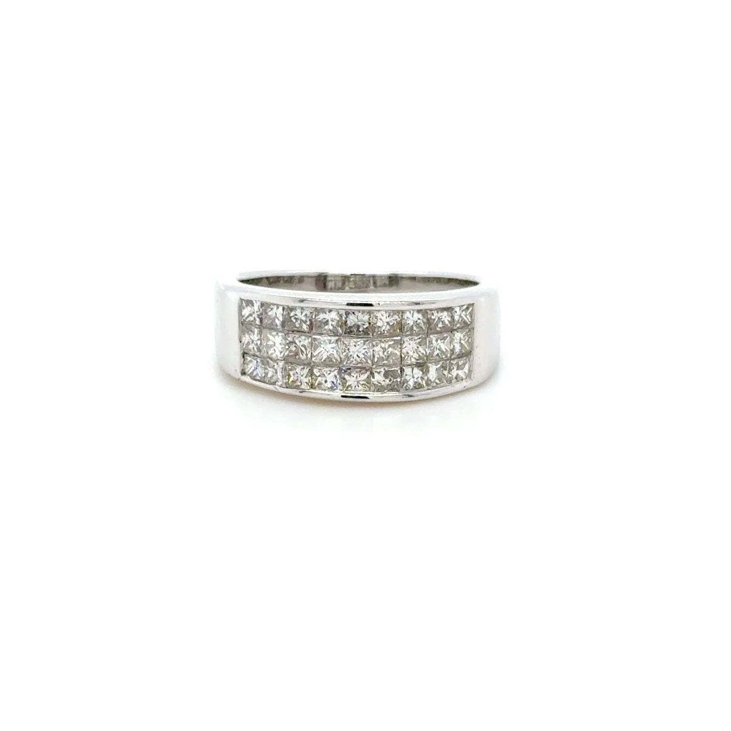 Invisible Set Princess Cut Diamond Ring in 18K White Gold