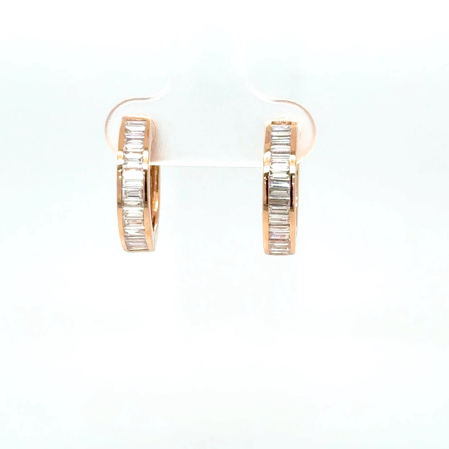 Baguette Diamond Hoop Earrings in 18K Rose Gold