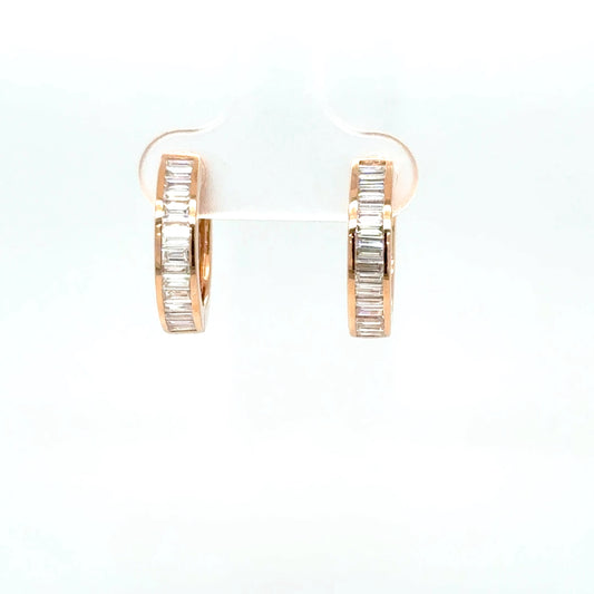 Baguette Diamond Hoop Earrings in 18K Rose Gold