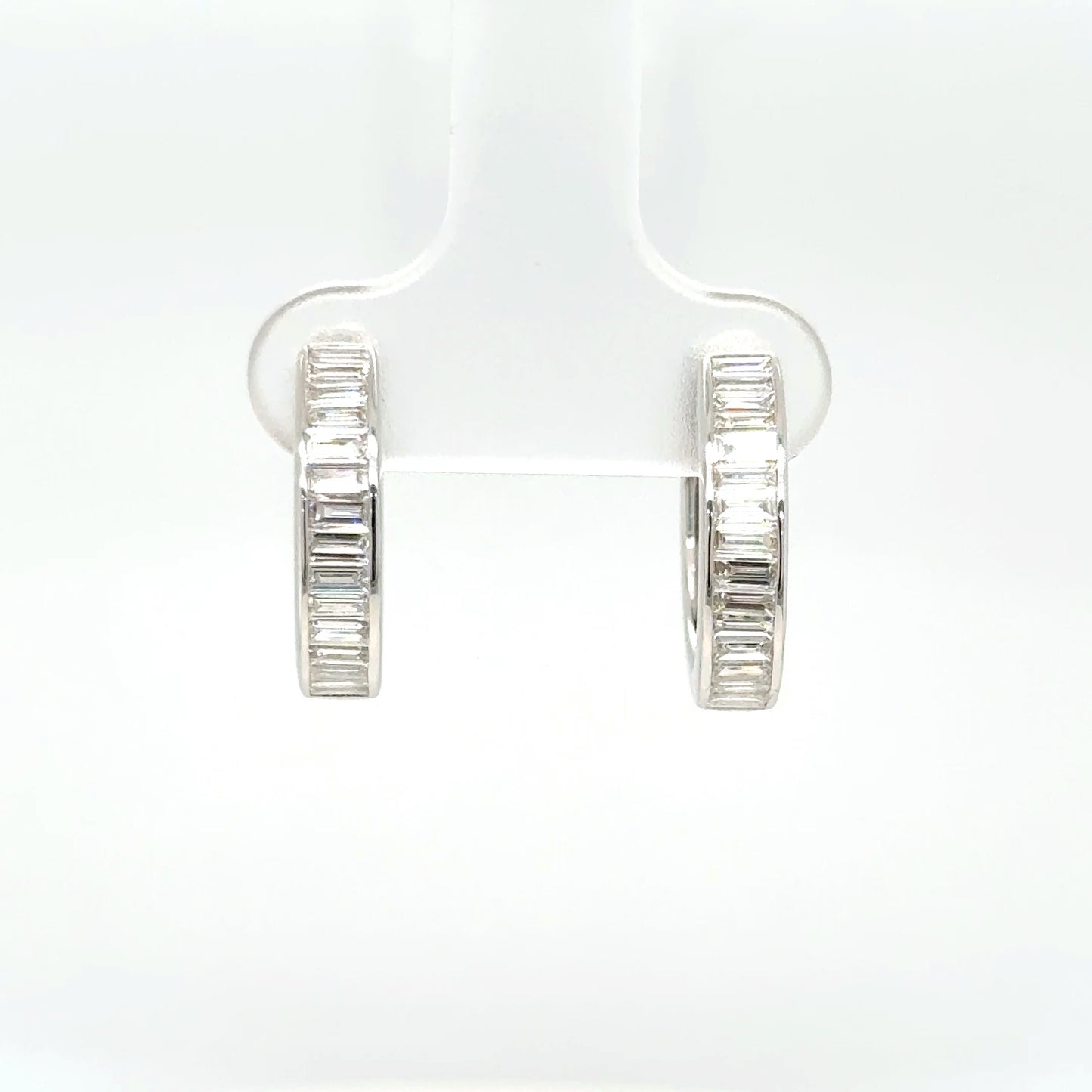 Baguette Diamond Earrings in 18K White Gold