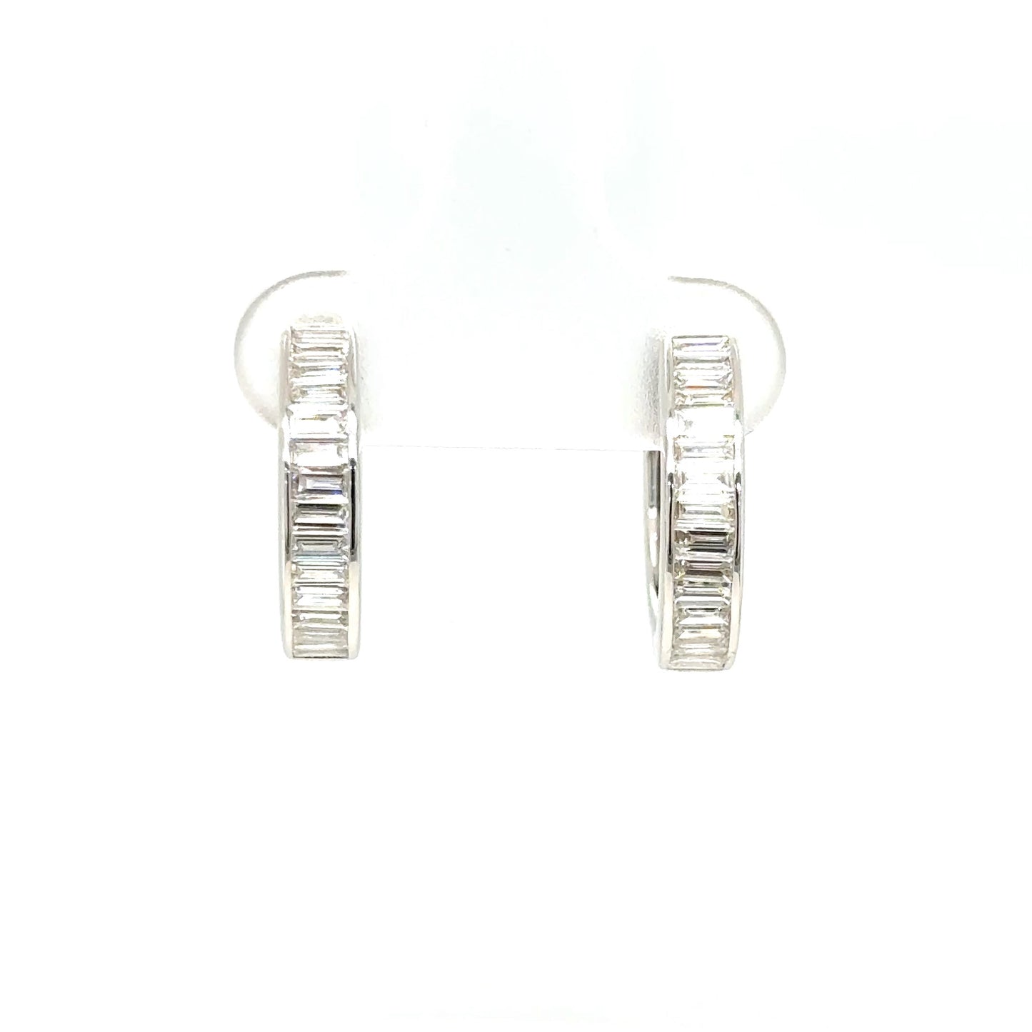 Baguette Diamond Earrings in 18K White Gold