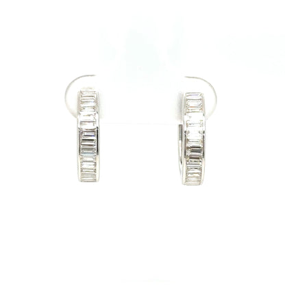Baguette Diamond Earrings in 18K White Gold