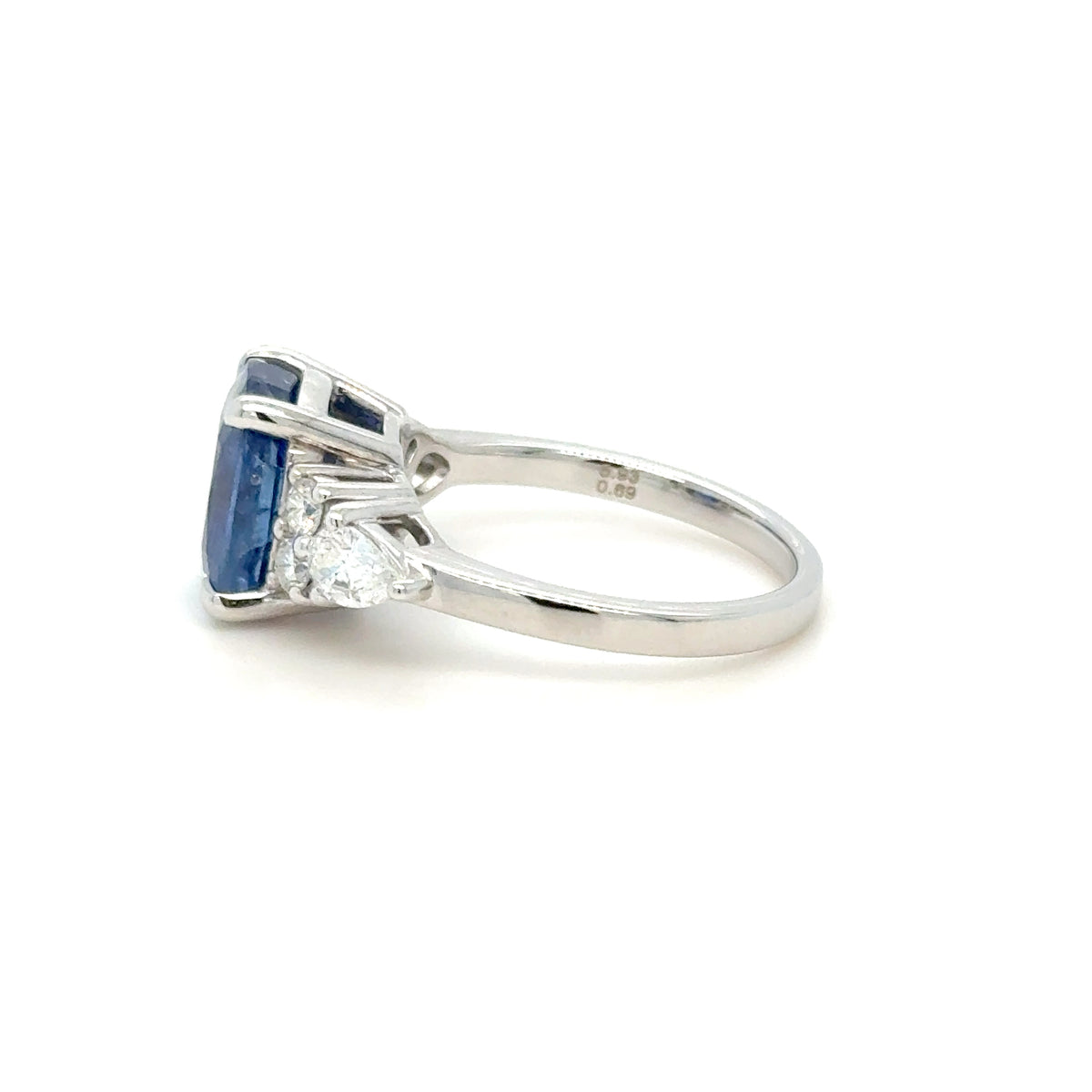 5.93ct GIA Burma Sapphire & Diamond Ring 18K White Gold