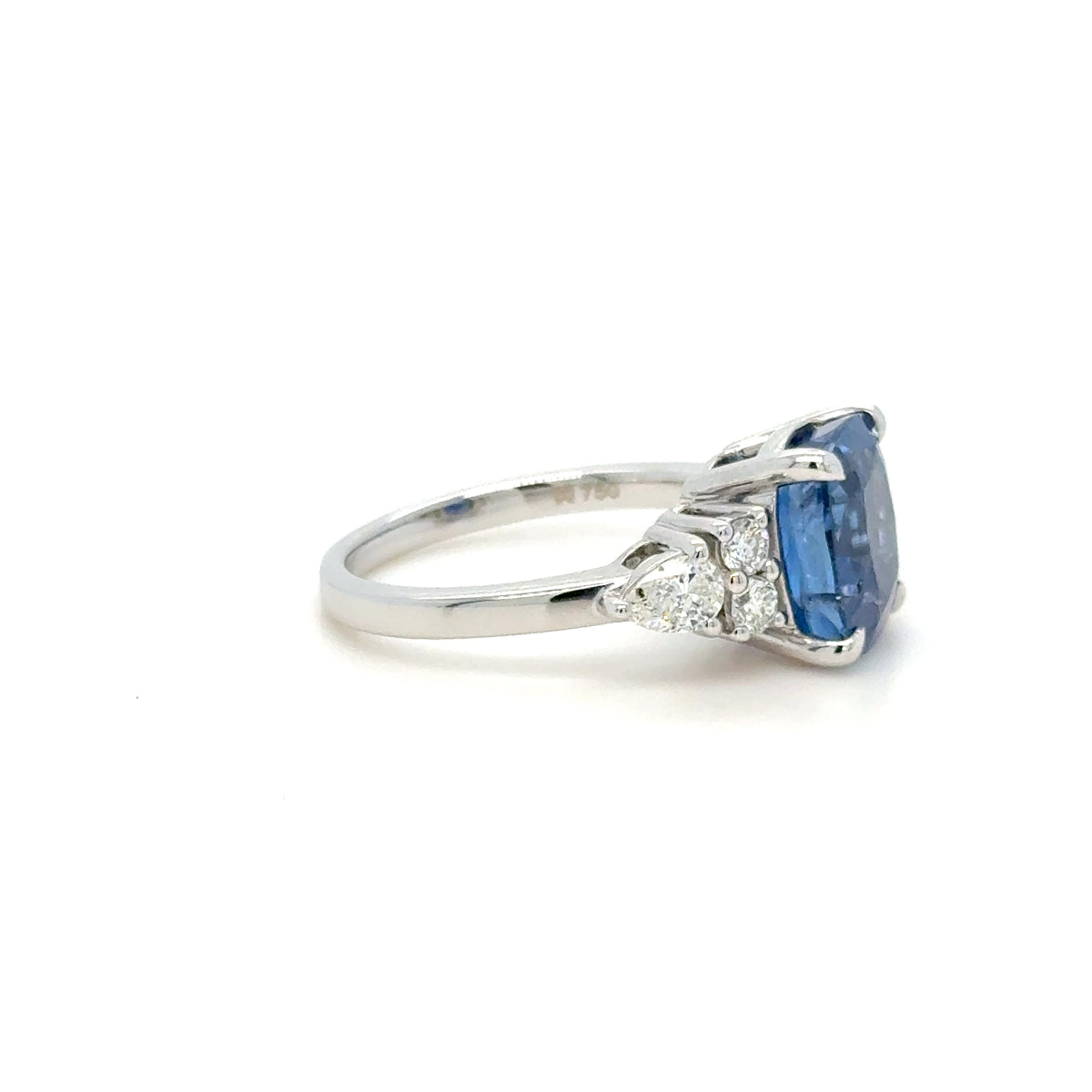 5.93ct GIA Burma Sapphire & Diamond Ring 18K White Gold