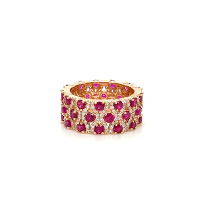 3.28 Carat Burma Ruby & Diamond Ring in 18K Rose Gold