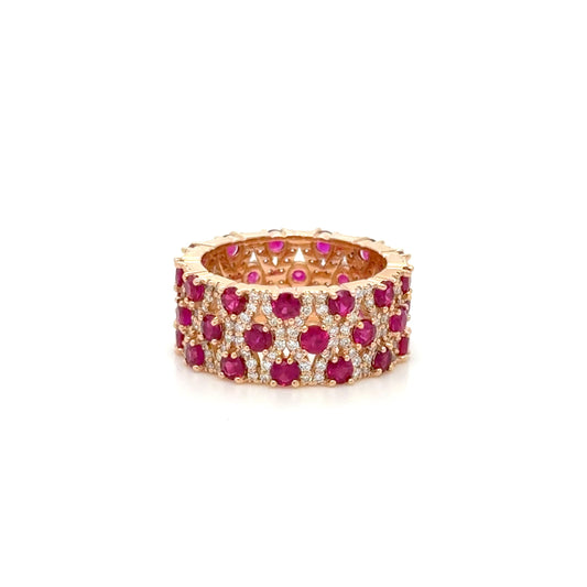 3.28 Carat Burma Ruby & Diamond Ring in 18K Rose Gold
