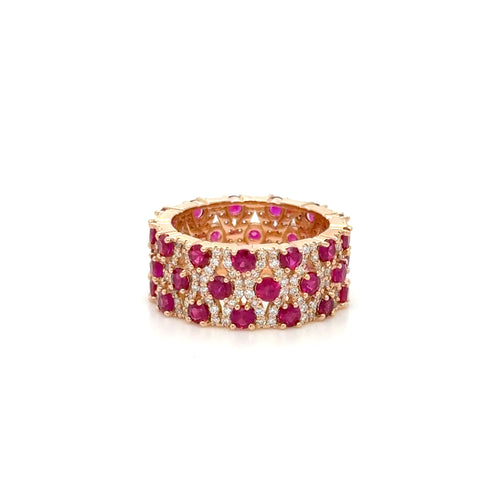 3.28 Carat Burma Ruby & Diamond Ring in 18K Rose Gold