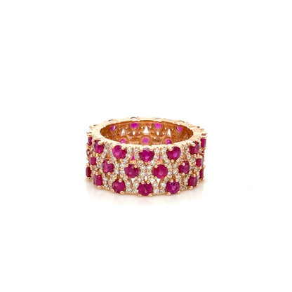 3.28 Carat Burma Ruby & Diamond Ring in 18K Rose Gold