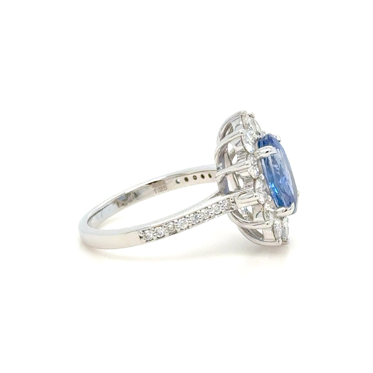 2.86ct Ceylon Sapphire Diamond Ring No-Heat 18K White Gold