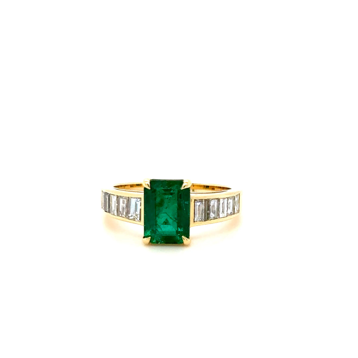 2.18ct Zambian Emerald & Diamond Ring 18K Yellow Gold