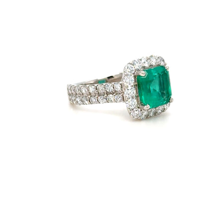 3.03 Carat GRS Certified Colombian Emerald & Diamond Ring in Platinum – Mariposa Emerald