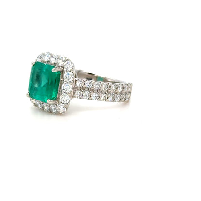3.03 Carat GRS Certified Colombian Emerald & Diamond Ring in Platinum – Mariposa Emerald
