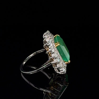 7.98 carat Colombian Natural Vivid Green Emerald cluster ring