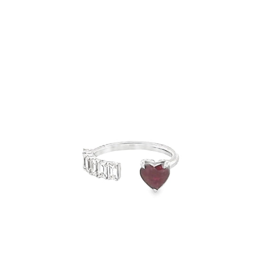 Floating 1ct Heart Shape no heat GRS Ruby & Diamond Ring