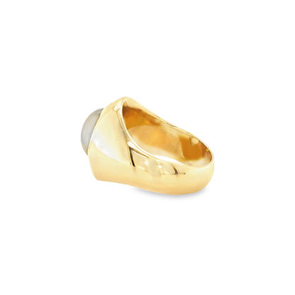 Moon Stone yellow gold Pinky ring