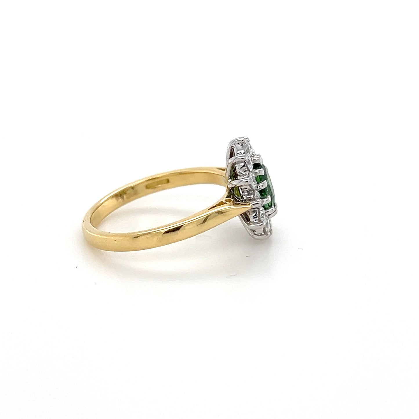 Tsavorite and Diamond gold Ring