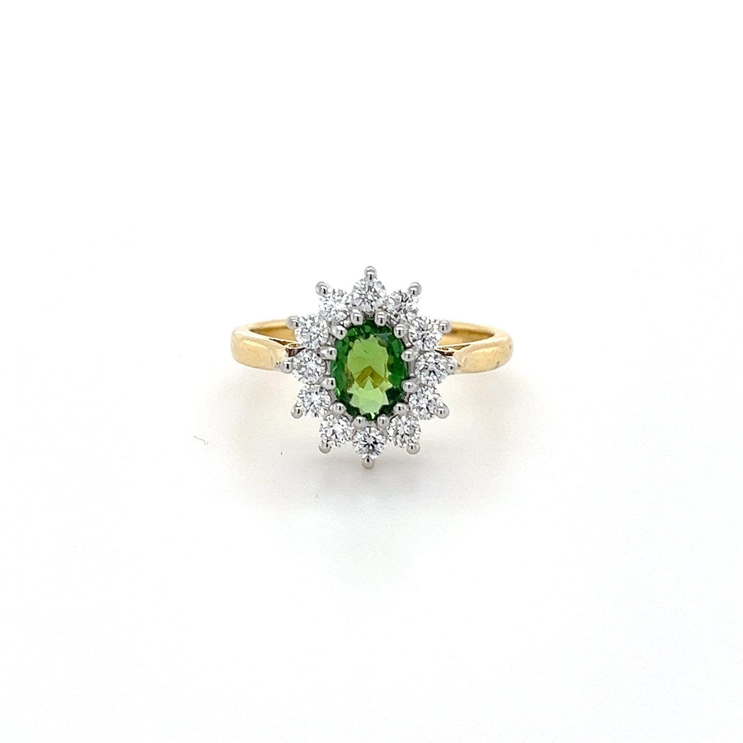 Tsavorite and Diamond gold Ring