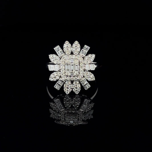 Floral Diamond cluster ring