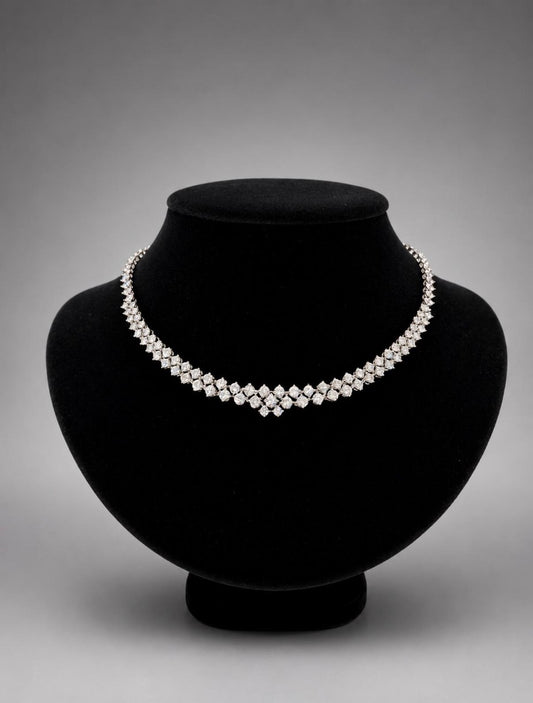16ct Diamond Necklace 18K White Gold