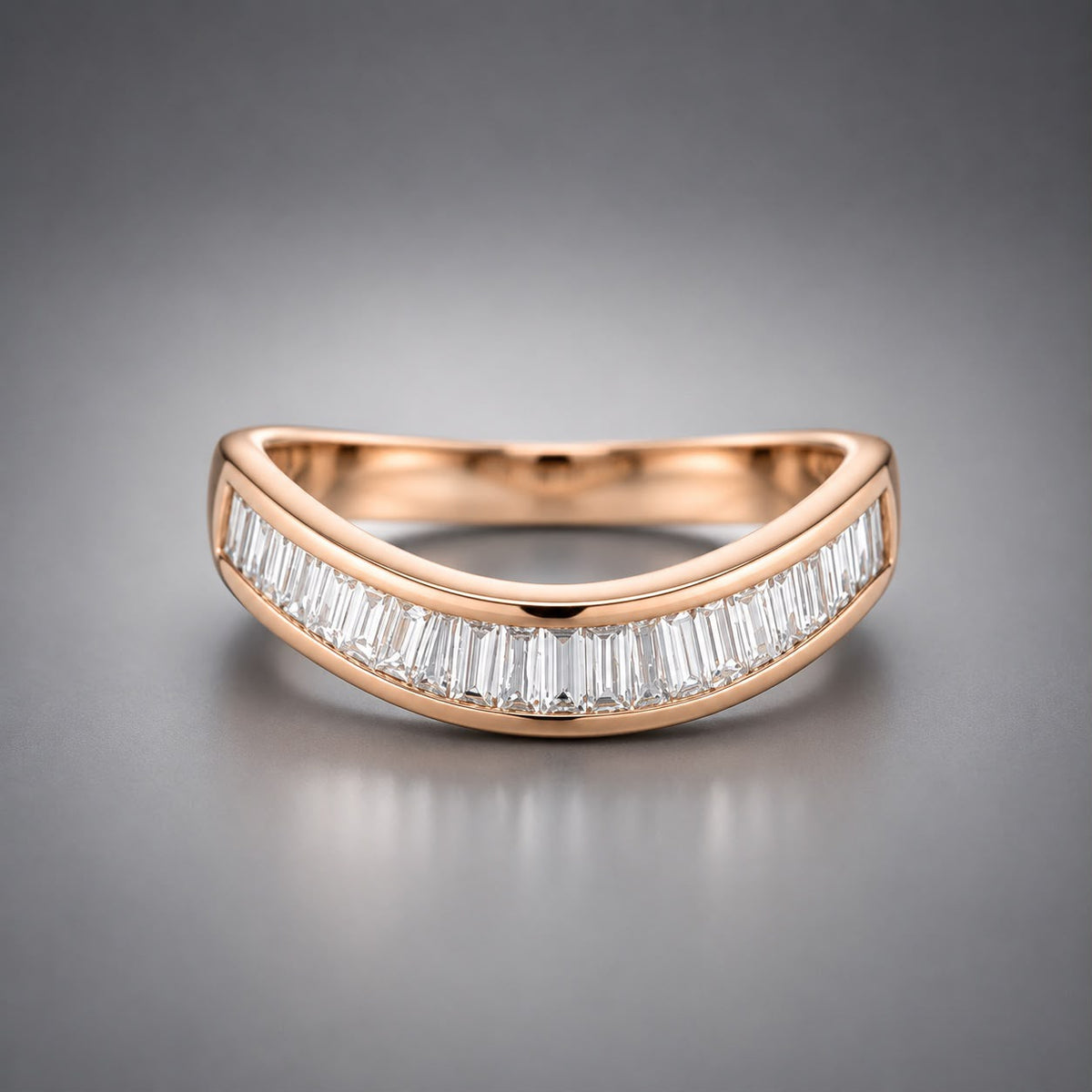 18K Rose Gold Baguette Diamond Ring