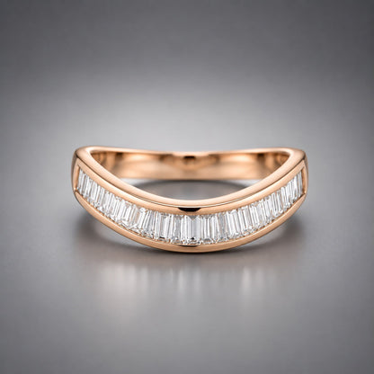 18K Rose Gold Baguette Diamond Ring