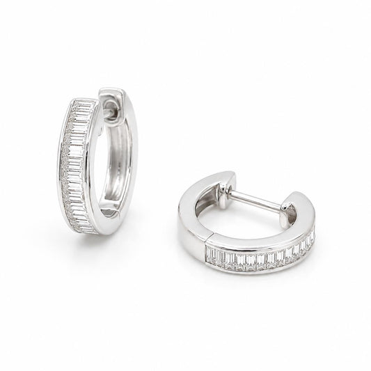 Baguette Diamond Earrings in 18K White Gold alternate view