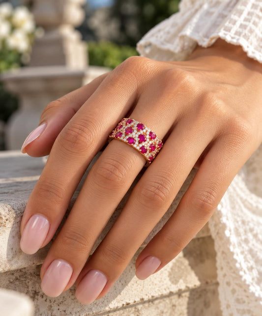 3.28 Carat Burma Ruby & Diamond Ring in 18K Rose Gold