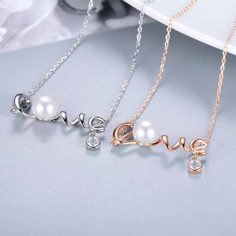 Pearl Love Sign Silver Pendant