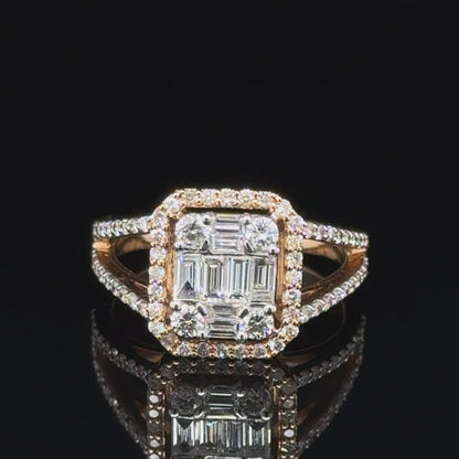 18K Rose Gold Diamond Baguette Ring