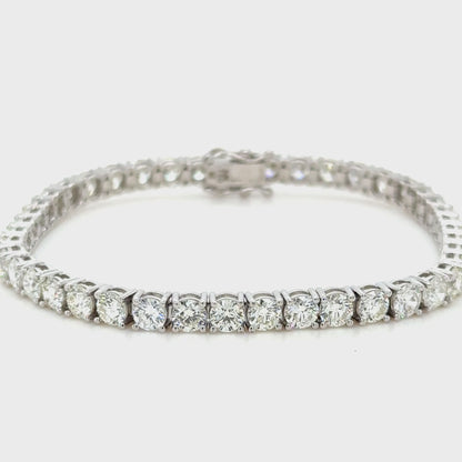 9ct Natural Round Brilliant Diamonds Tennis Bracelet 18K White Gold