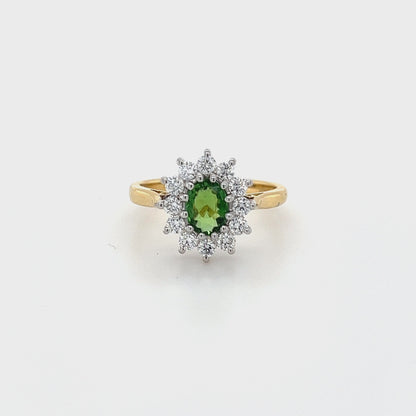 Tsavorite and Diamond gold Ring