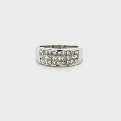 Invisible Set Princess Cut Diamond Ring in 18K White Gold