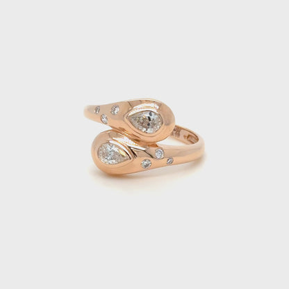 Pear Shaped Diamond Wrap Ring in 18K Rose Gold