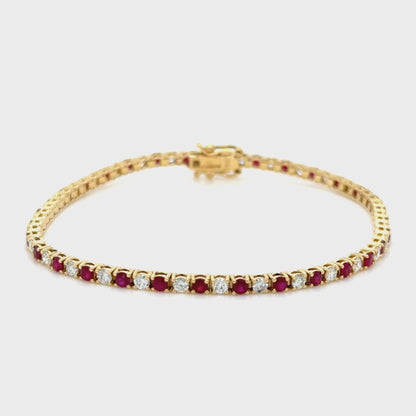 4 carat Ruby & diamond tennis bracelet