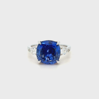 GIA Certified 6.98 Carat Ceylon Sapphire & Diamond Ring in 18K White Gold