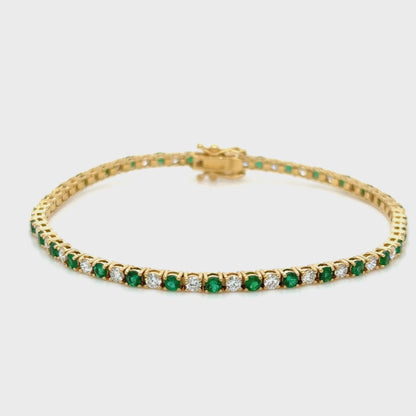 4 carat Emerald and diamond tennis bracelet