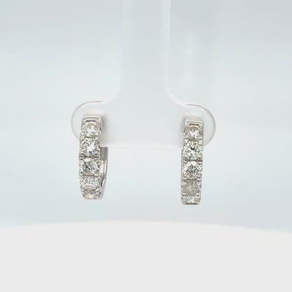 18K White Gold Diamond Hoop Earrings