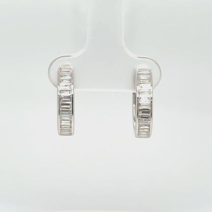 Baguette Diamond Earrings in 18K White Gold