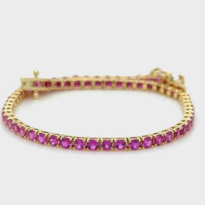 4.71ct Pink Ruby Tennis Bracelet Mozambique Rubies 18K Gold