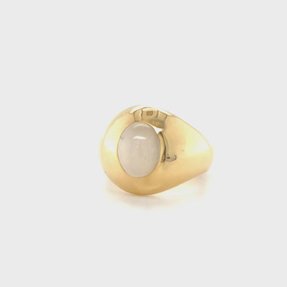 Moon Stone yellow gold Pinky ring